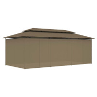 Produktbild för Paviljong med draperier 600x298x270 cm taupe 180 g/m²