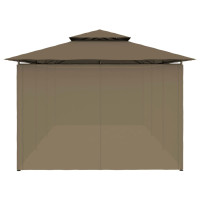 Produktbild för Paviljong med draperier 600x298x270 cm taupe 180 g/m²