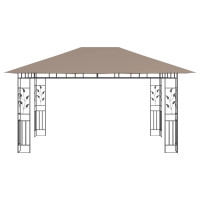 Produktbild för Paviljong med myggnät 4x3x2,73 m taupe 180 g/m²