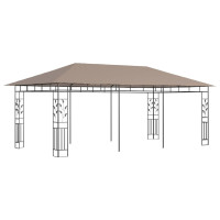 Produktbild för Paviljong med myggnät 6x3x2,73 m taupe 180 g/m²