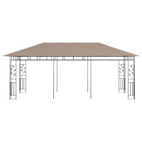 Produktbild för Paviljong med myggnät 6x3x2,73 m taupe 180 g/m²