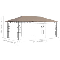 Produktbild för Paviljong med myggnät 6x3x2,73 m taupe 180 g/m²