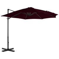 Produktbild för Frihängande parasoll med aluminiumstång röd 300 cm