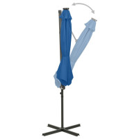 Produktbild för Frihängande parasoll med stång och LED azurblå 300 cm