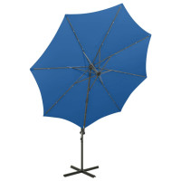 Produktbild för Frihängande parasoll med stång och LED azurblå 300 cm