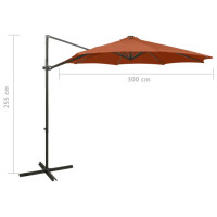 Miniatyr av produktbild för Frihängande parasoll med stång och LED terrakotta 300 cm