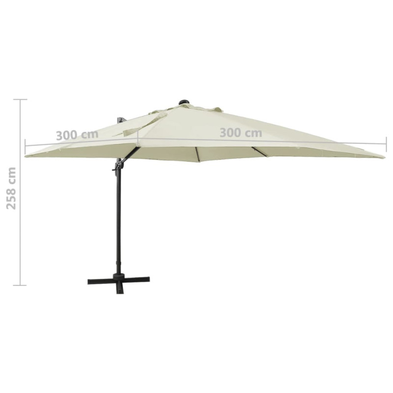 Produktbild för Frihängande parasoll med stång och LED sand 300 cm