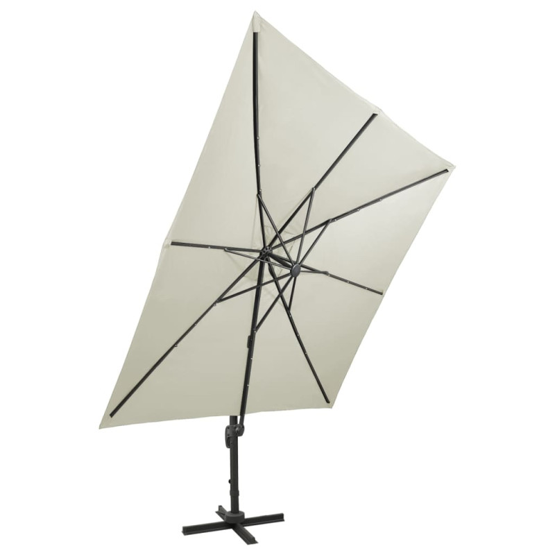 Produktbild för Frihängande parasoll med stång och LED sand 300 cm