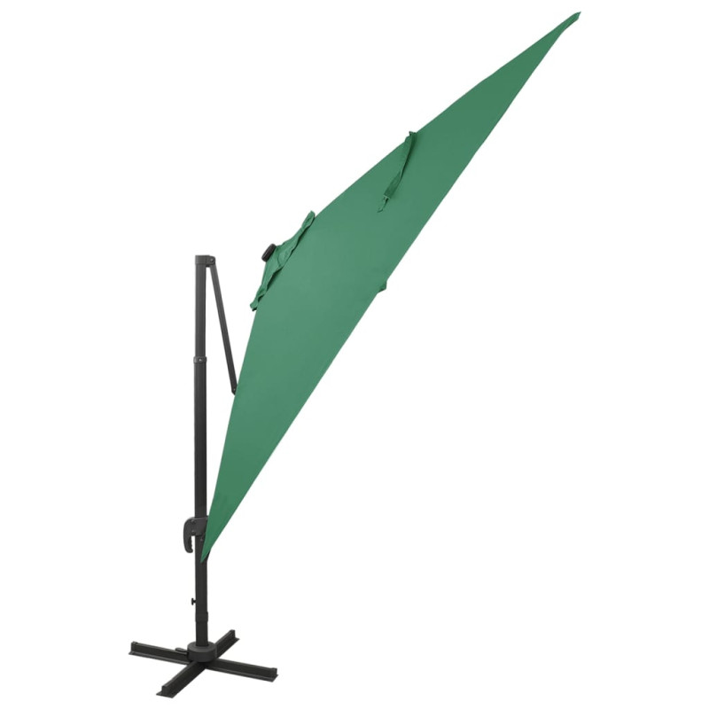 Produktbild för Frihängande parasoll med stång och LED grön 300 cm