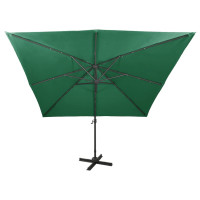 Miniatyr av produktbild för Frihängande parasoll med stång och LED grön 300 cm