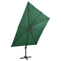 Miniatyr av produktbild för Frihängande parasoll med stång och LED grön 300 cm