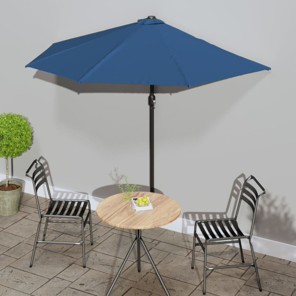 Produktbild för Balkongparasoll aluminiumstång blå 270x144x222 cm halv