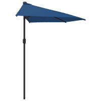 Produktbild för Balkongparasoll aluminiumstång blå 270x144x222 cm halv