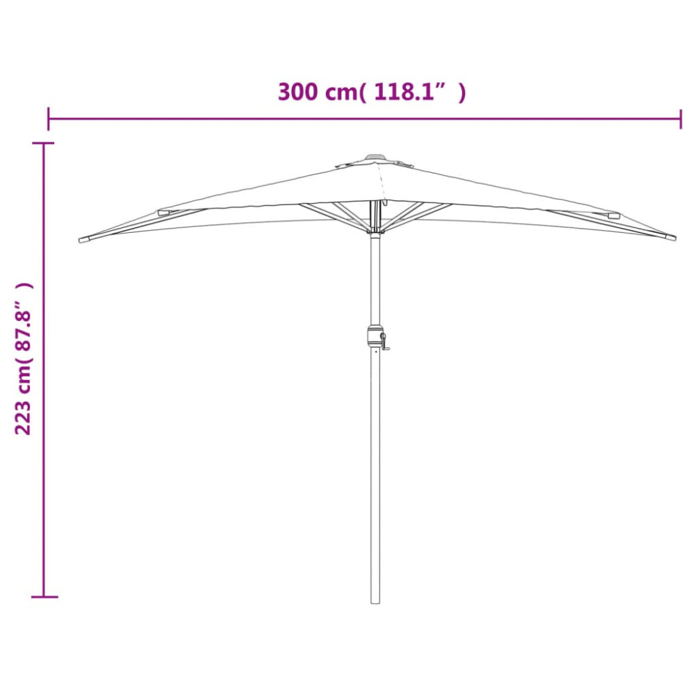 Produktbild för Balkongparasoll aluminiumstång terrakotta 300x155x223 cm halv