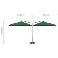 Produktbild för Dubbelt parasoll med stålstång grön 600x300 cm