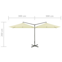 Produktbild för Dubbelt trädgårdsparasoll med stålstång sand 600x300 cm