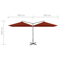 Produktbild för Dubbelt trädgårdsparasoll med stålstång terrakotta 600x300 cm