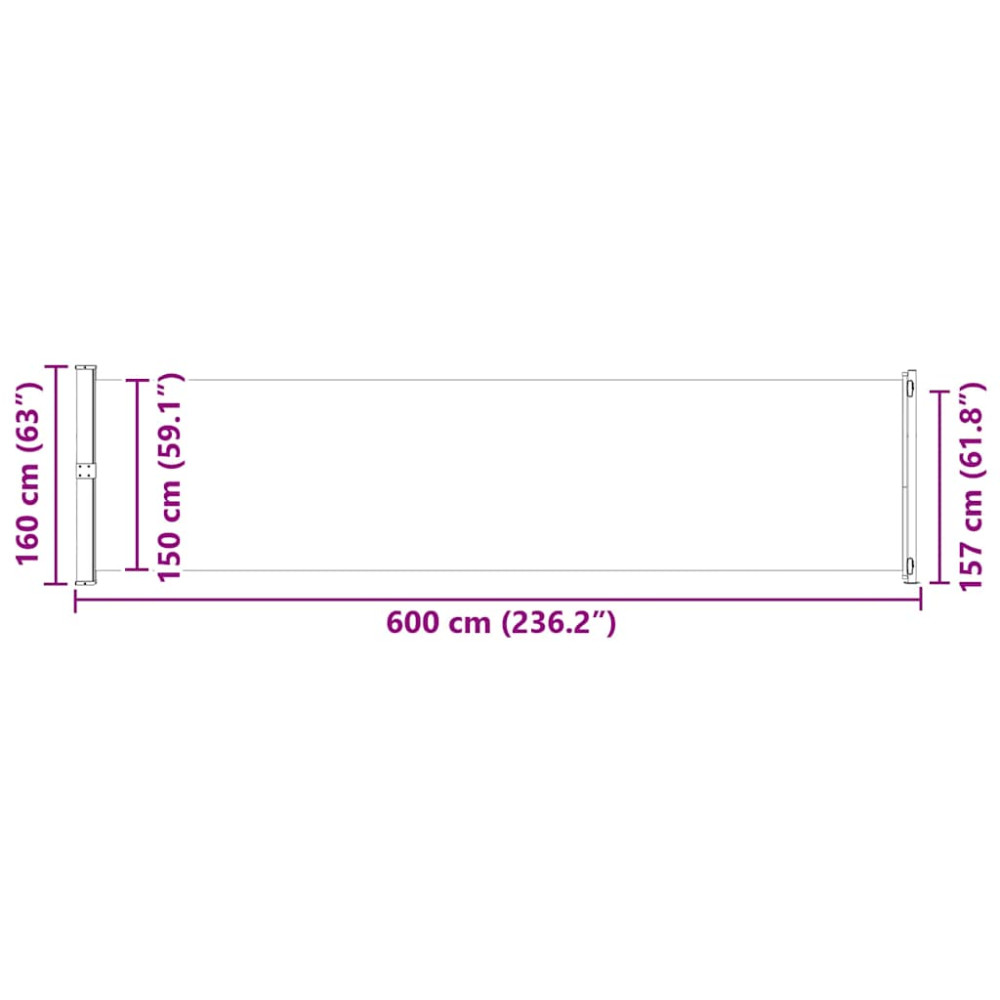 Produktbild för Infällbar sidomarkis 600x160 cm blå