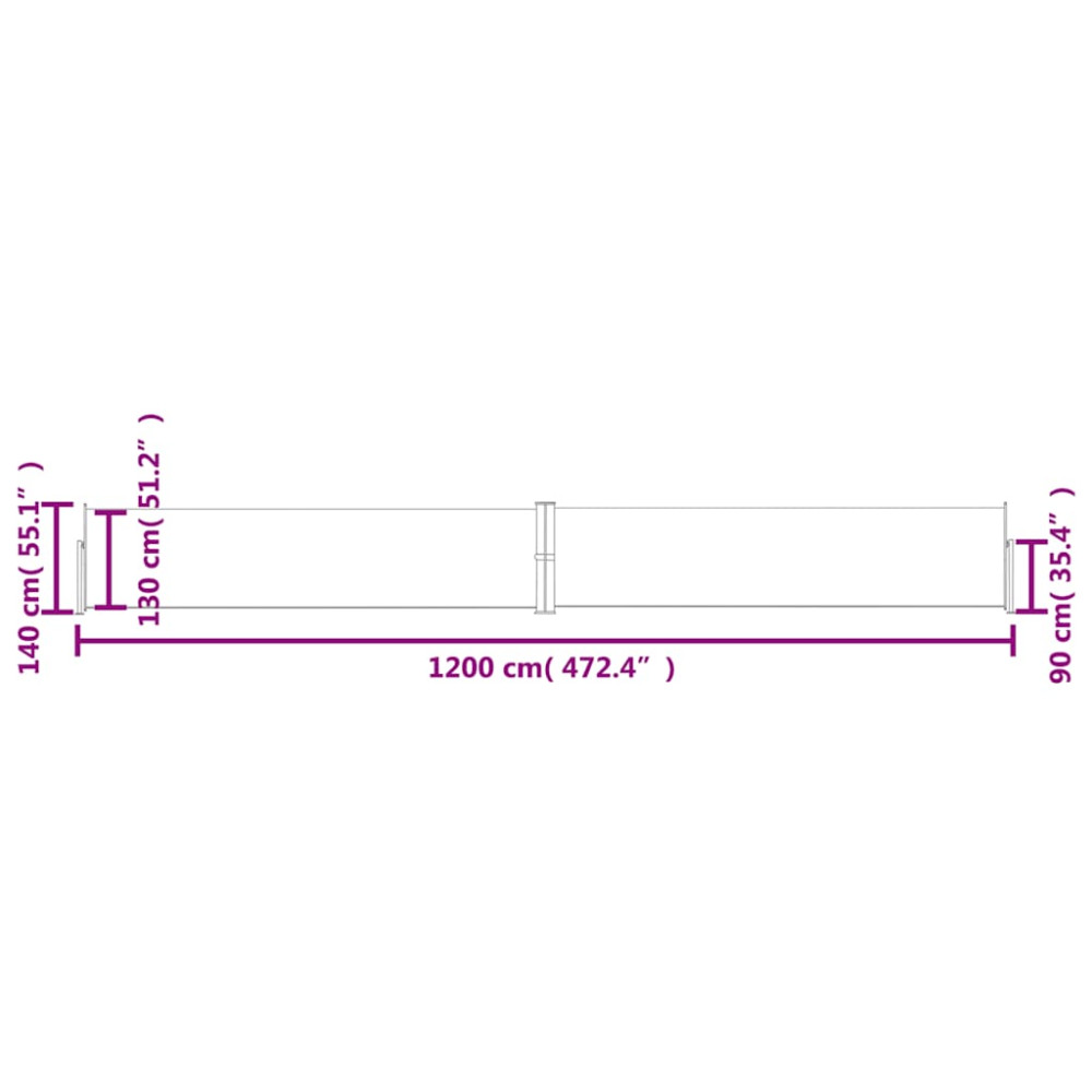 Produktbild för Infällbar sidomarkis 140x1200 cm blå