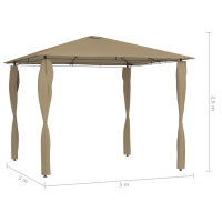 Produktbild för Paviljong med stolpar 3x3x2,6 m taupe 160 g/m²