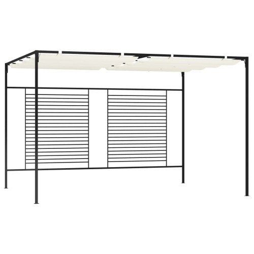 vidaXL Paviljong med infällbart tak 3x4x2,3 m gräddvit 180 g/m²