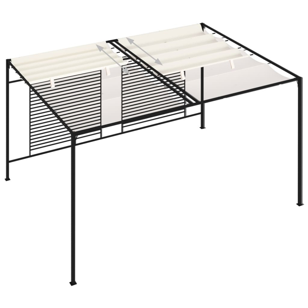 Produktbild för Paviljong med infällbart tak 3x4x2,3 m gräddvit 180 g/m²