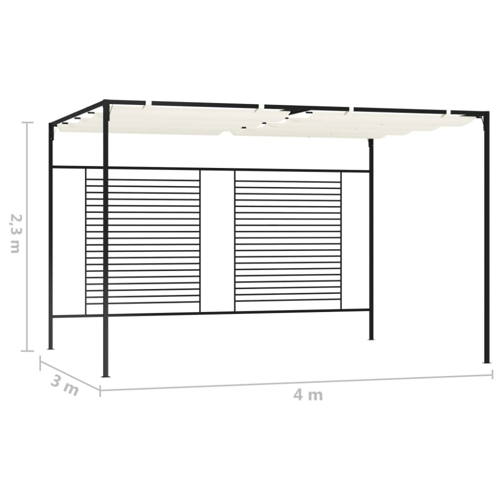 Produktbild för Paviljong med infällbart tak 3x4x2,3 m gräddvit 180 g/m²