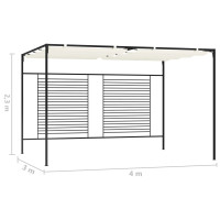 Produktbild för Paviljong med infällbart tak 3x4x2,3 m gräddvit 180 g/m²