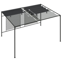 Produktbild för Paviljong med infällbart tak 4x3x2,3 m gräddvit 180 g/m²
