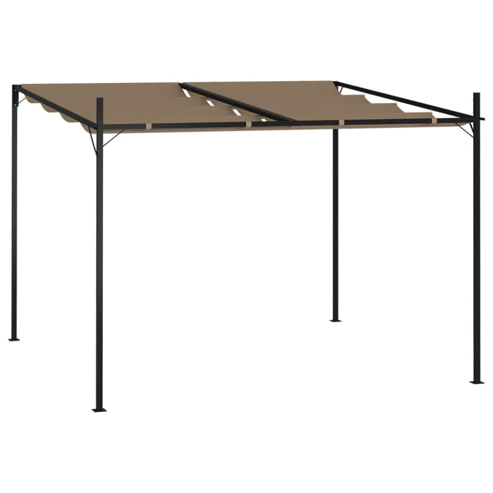 Produktbild för Paviljong med infällbart tak 300x300x233 cm taupe