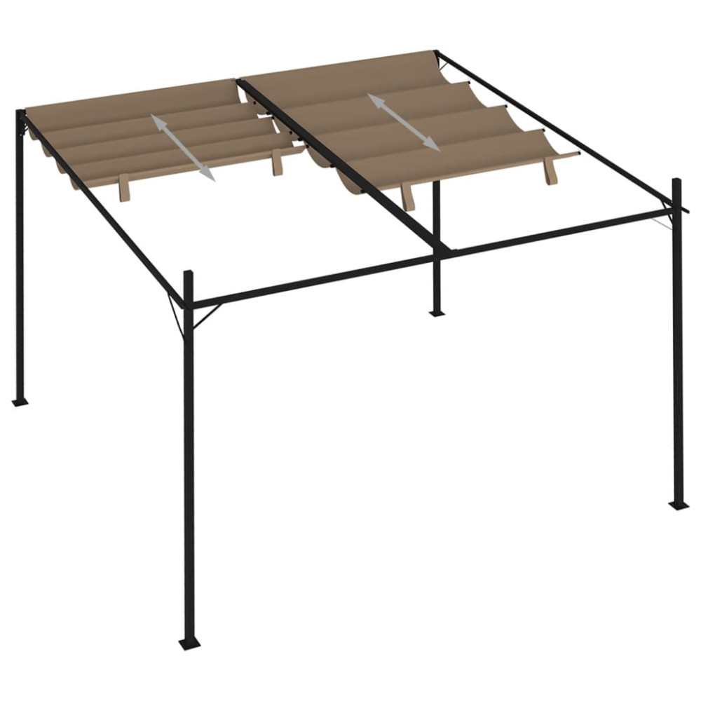 Produktbild för Paviljong med infällbart tak 300x300x233 cm taupe