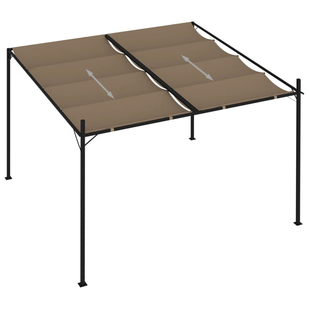 Produktbild för Paviljong med infällbart tak 300x300x233 cm taupe