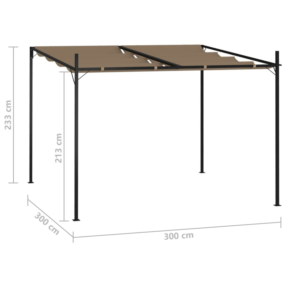 Produktbild för Paviljong med infällbart tak 300x300x233 cm taupe