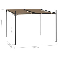 Produktbild för Paviljong med infällbart tak 300x300x233 cm taupe