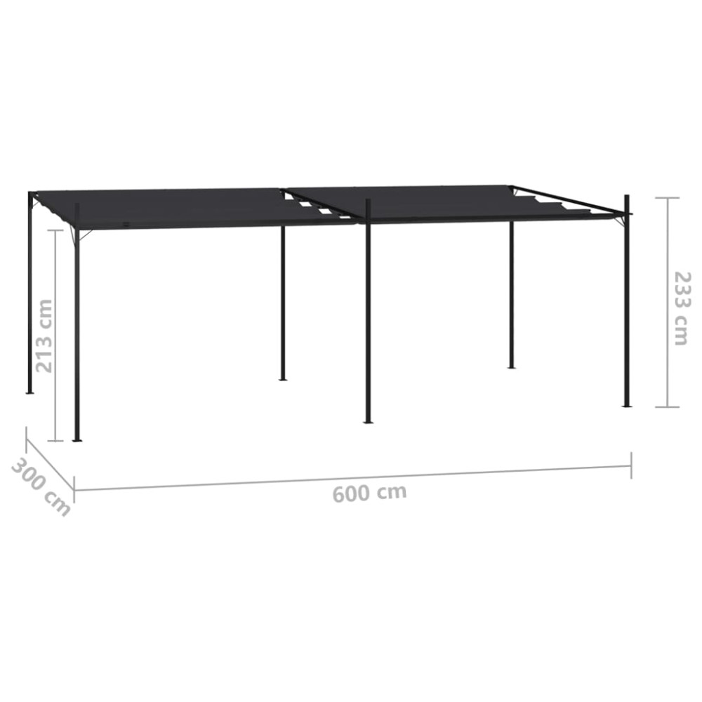 Produktbild för Paviljong med infällbart tak 600x300x233 cm antracit
