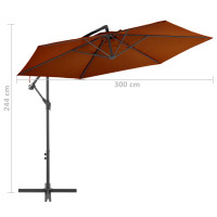 Produktbild för Frihängande trädgårdsparasoll aluminiumstång terrakotta 300 cm