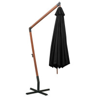 Miniatyr av produktbild för Hängande parasoll med stolpe svart 3,5x2,9 massivt granträ
