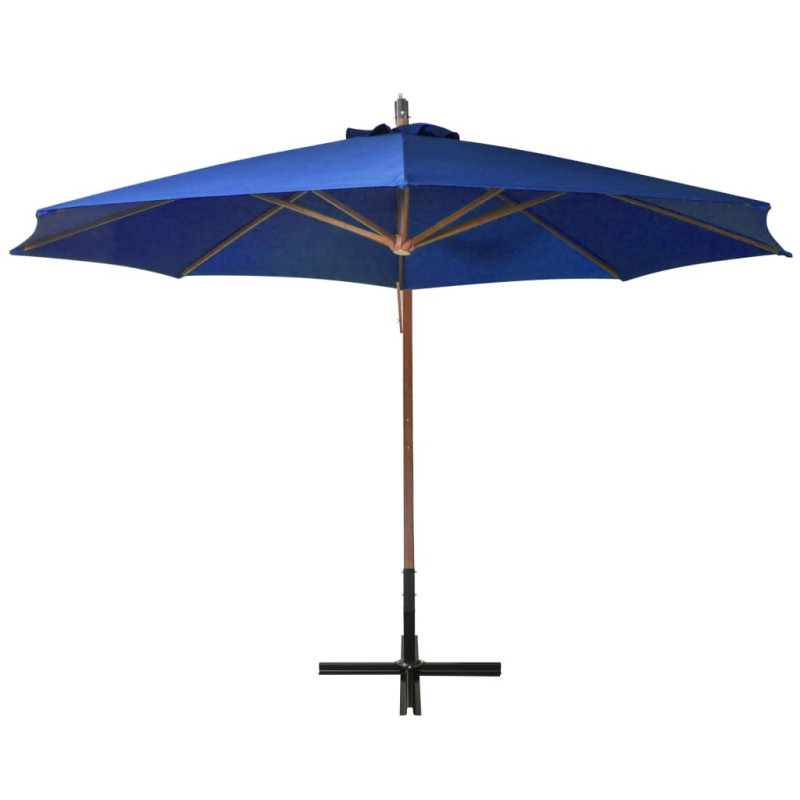 Produktbild för Hängande parasoll med stång azurblå 3,5x2,9 m massivt granträ