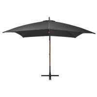 Miniatyr av produktbild för Hängande parasoll med stång antracit 3x3 m massivt granträ