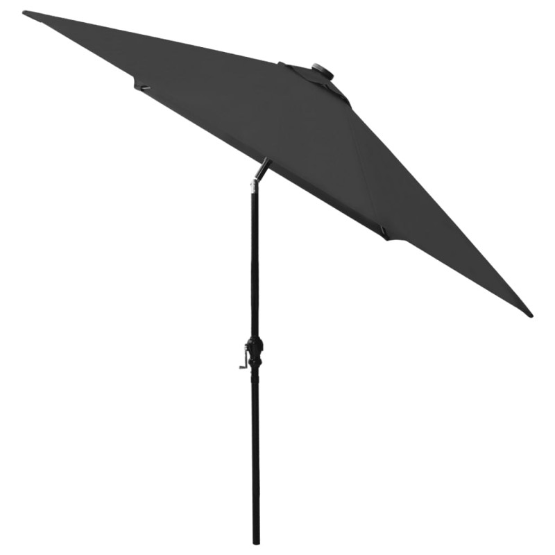 Produktbild för Parasoll med LED och stålstång 2x3 m svart