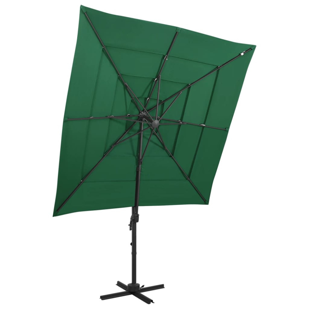 Produktbild för Trädgårdsparasoll 4-nivåer aluminiumstång grön 250x250 cm