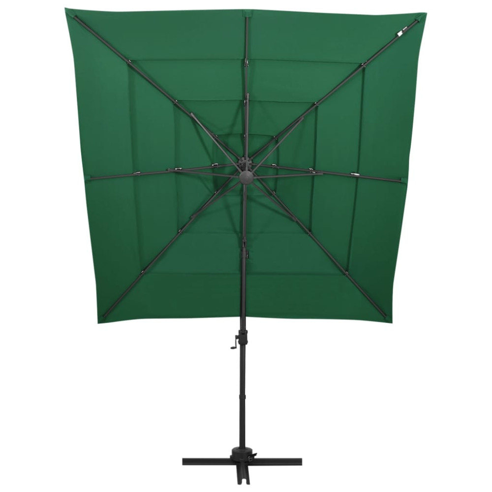 Produktbild för Trädgårdsparasoll 4-nivåer aluminiumstång grön 250x250 cm