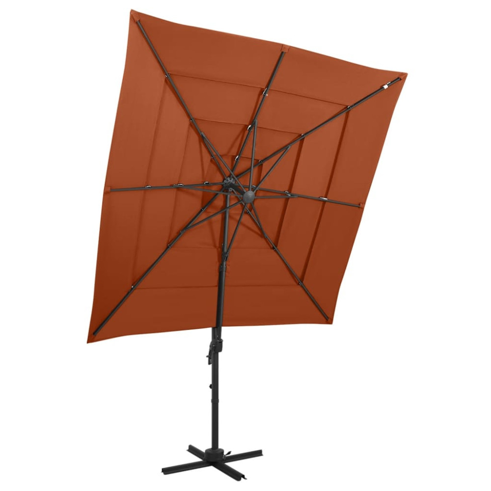 Produktbild för Trädgårdsparasoll 4-nivåer aluminiumstång terrakotta 250x250 cm