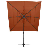 Produktbild för Trädgårdsparasoll 4-nivåer aluminiumstång terrakotta 250x250 cm