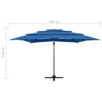 Produktbild för Trädgårdsparasoll 4-nivåer aluminiumstång azurblå 250x250 cm