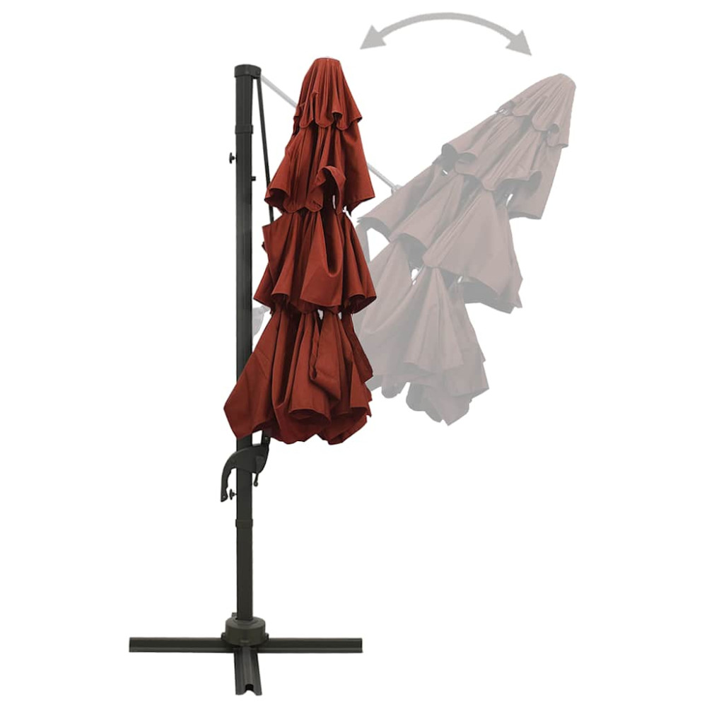 Produktbild för Trädgårdsparasoll 4-nivåer aluminiumstång terrakotta 3x3 m
