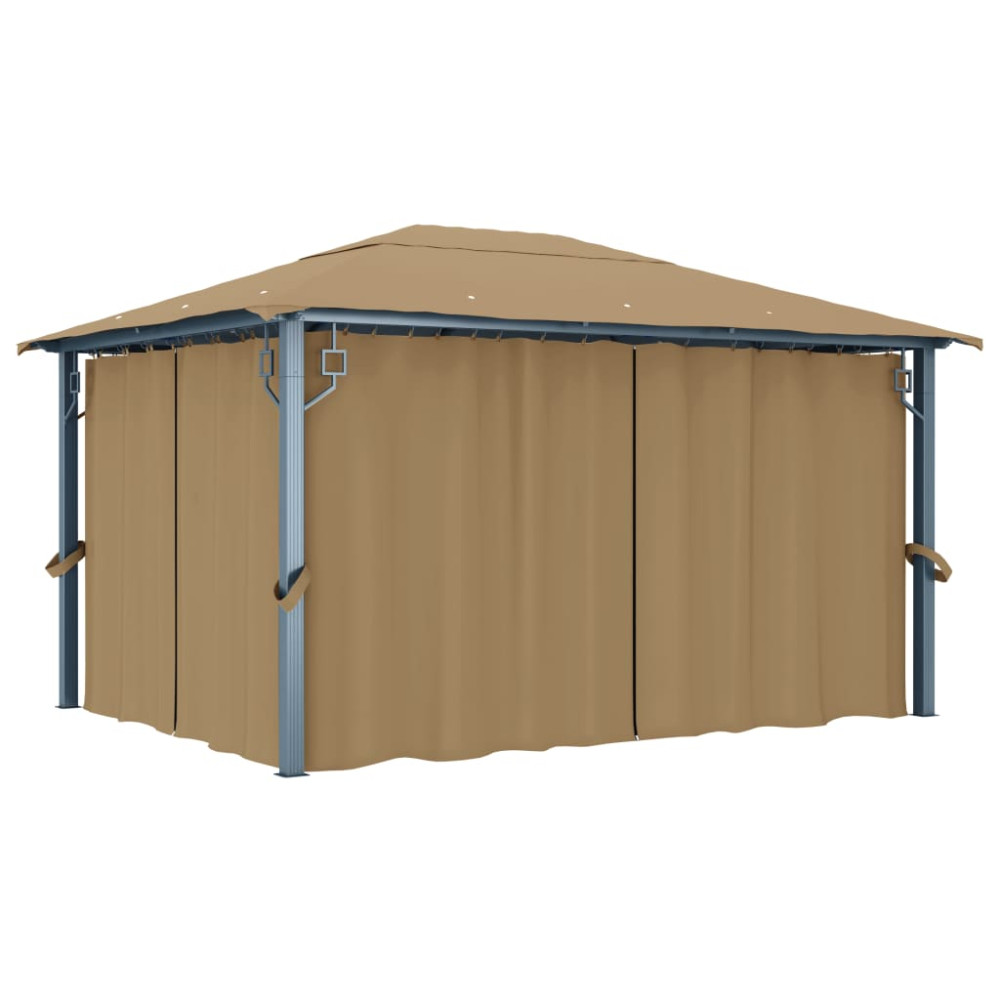 Produktbild för Paviljong med draperier 400x300 cm taupe aluminium