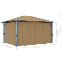 Produktbild för Paviljong med draperier 400x300 cm taupe aluminium