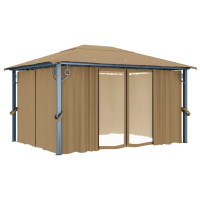 Produktbild för Paviljong med draperier 400x300 cm taupe aluminium