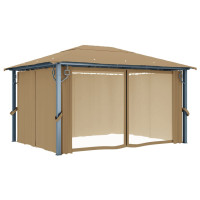 Produktbild för Paviljong med draperier 400x300 cm taupe aluminium